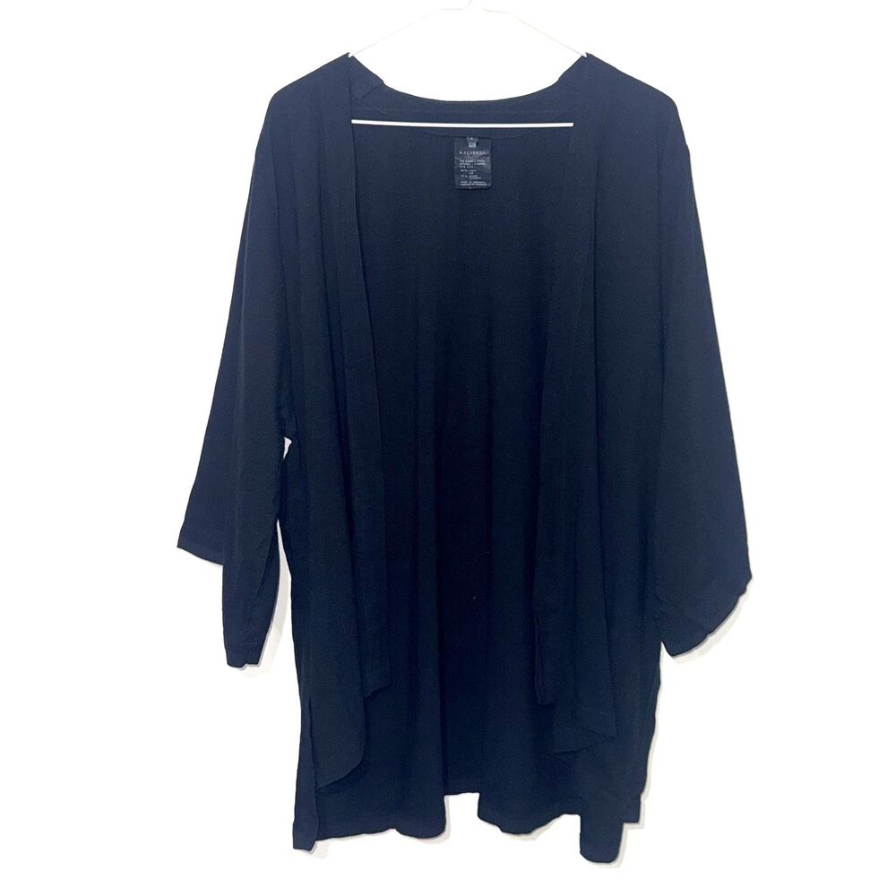 Kaliyana Linen Blend Short Kimono Jacket - Black